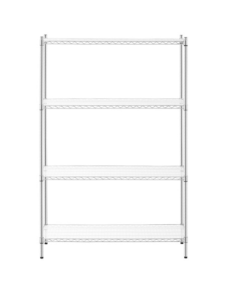 Ažūrinės chromuotos dirbtuvių lentynos 4 lentynos + 4 kilimėliai iki 1 t 1000 kg 120x45x180 cm Ažūrinės chromuotos dirbtuvių lentynos 4 lentynos + 4 kilimėliai iki 1 t 1000 kg 120x45x180 cm