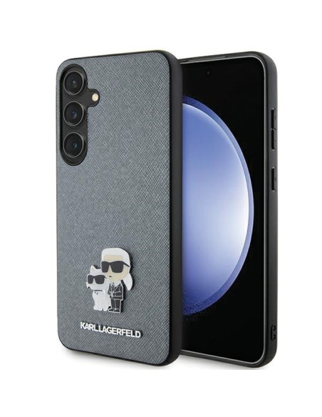Etui Karl Lagerfeld Saffiano Karl&Choupette Metal Pin na Samsung Galaxy S24+ - szare Etui Karl Lagerfeld Saffiano Karl&Choupette Metal Pin na Samsung Galaxy S24+ - szare