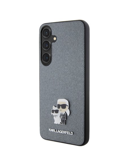 Etui Karl Lagerfeld Saffiano Karl&Choupette Metal Pin na Samsung Galaxy S24+ - szare Etui Karl Lagerfeld Saffiano Karl&Choupette Metal Pin na Samsung Galaxy S24+ - szare