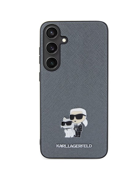 Etui Karl Lagerfeld Saffiano Karl&Choupette Metal Pin na Samsung Galaxy S24+ - szare Etui Karl Lagerfeld Saffiano Karl&Choupette Metal Pin na Samsung Galaxy S24+ - szare