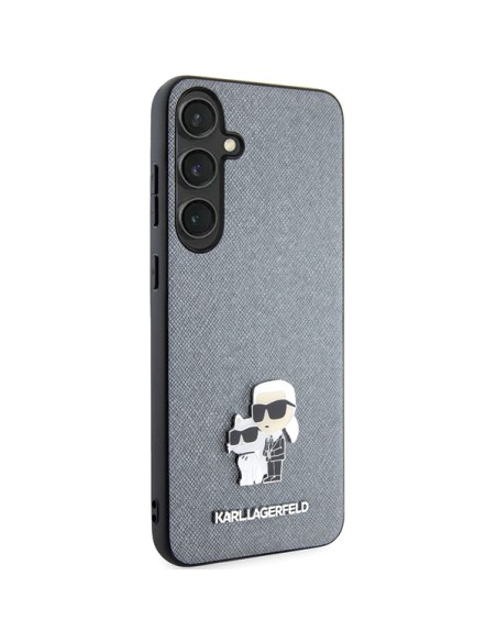 Etui Karl Lagerfeld Saffiano Karl&Choupette Metal Pin na Samsung Galaxy S24+ - szare Etui Karl Lagerfeld Saffiano Karl&Choupette Metal Pin na Samsung Galaxy S24+ - szare