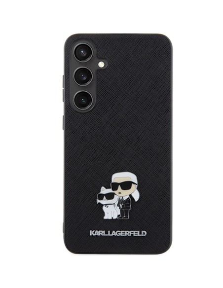 Etui Karl Lagerfeld Saffiano Karl&Choupette Metal Pin na Samsung Galaxy S24+ - czarne