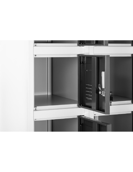 Spintelė su spintelėmis, metalinė, rūbinei, 18 spintelių raktui Spintelė su spintelėmis, metalinė, rūbinei, 18 spintelių raktui