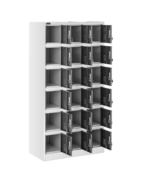 Spintelė su spintelėmis, metalinė, rūbinei, 18 spintelių raktui Spintelė su spintelėmis, metalinė, rūbinei, 18 spintelių raktui