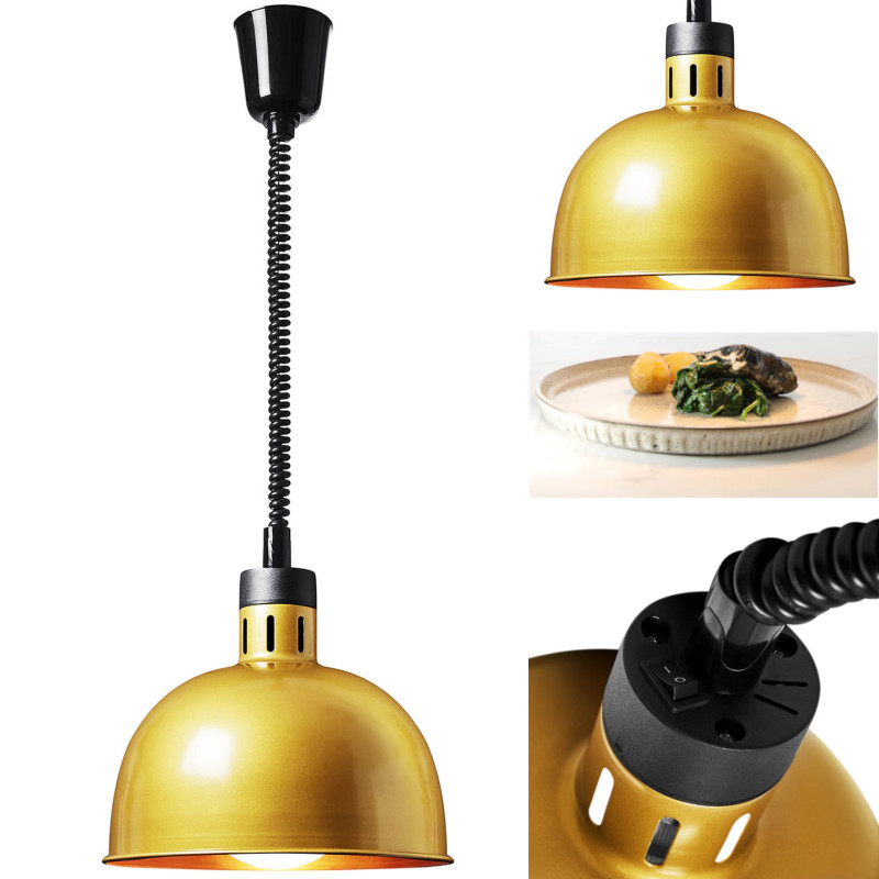 Infraraudonųjų spindulių šildymo lempa indams IR pakabinama aukso sk. 29cm 250W Infraraudonųjų spindulių šildymo lempa indams IR pakabinama aukso sk. 29cm 250W