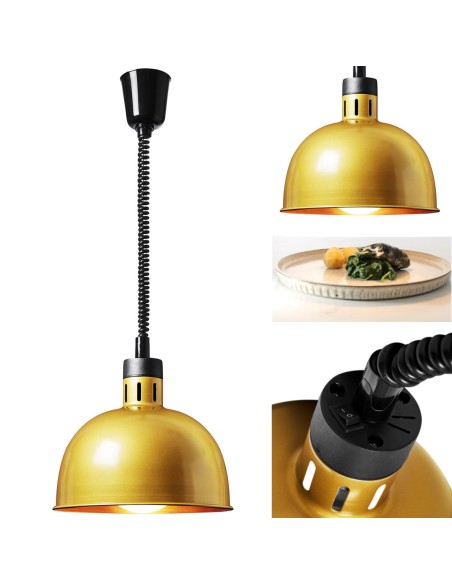 Infraraudonųjų spindulių šildymo lempa indams IR pakabinama aukso sk. 29cm 250W Infraraudonųjų spindulių šildymo lempa indams IR pakabinama aukso sk. 29cm 250W