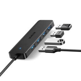 HUB Ugreen CM219 z 4 portami USB-A 3.0 i kablem USB-A 3.0 - czarny