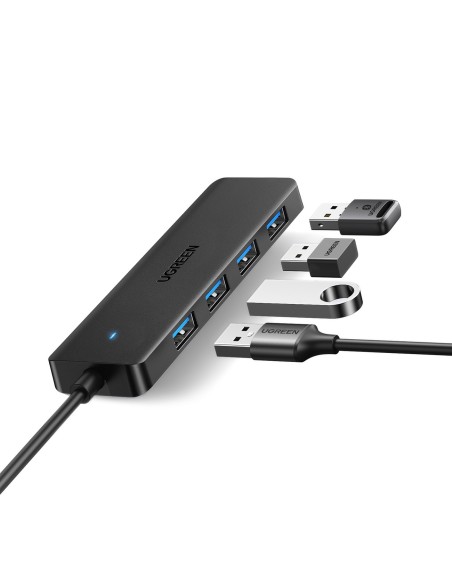 HUB Ugreen CM219 z 4 portami USB-A 3.0 i kablem USB-A 3.0 - czarny HUB Ugreen CM219 z 4 portami USB-A 3.0 i kablem USB-A 3.0 - czarny