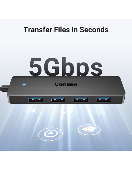 HUB Ugreen CM219 z 4 portami USB-A 3.0 i kablem USB-A 3.0 - czarny HUB Ugreen CM219 z 4 portami USB-A 3.0 i kablem USB-A 3.0 - czarny