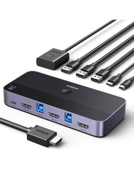 Przełącznik KVM Ugreen CM664 HDMI switch 2w1 - czarny