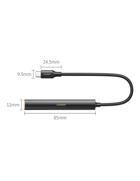 Wzmacniacz słuchawkowy DAC Ugreen CM545 ze złącza USB-C do mini jack 3.5 mm - czarny Wzmacniacz słuchawkowy DAC Ugreen CM545 ze złącza USB-C do mini jack 3.5 mm - czarny