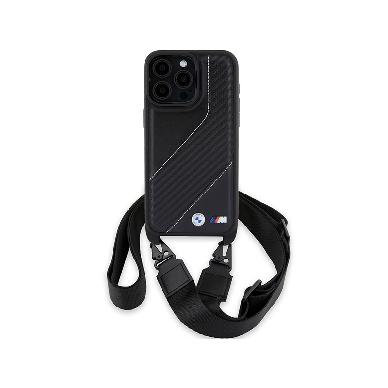 Etui BMW M Edition Carbon Stripe & Strap na iPhone 15 Pro - czarne
