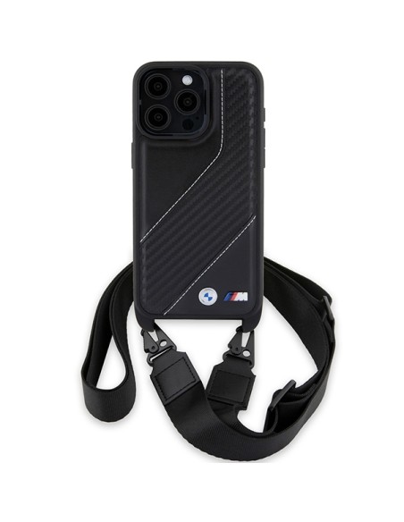 Etui BMW M Edition Carbon Stripe & Strap na iPhone 15 Pro - czarne Etui BMW M Edition Carbon Stripe & Strap na iPhone 15 Pro - czarne