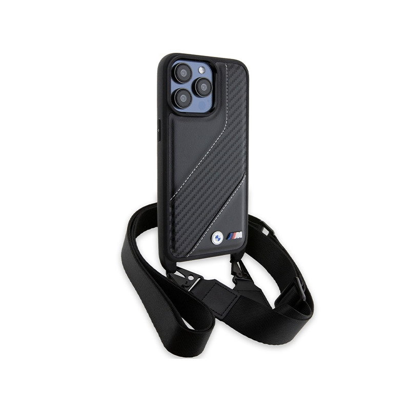 Etui BMW M Edition Carbon Stripe & Strap na iPhone 15 Pro - czarne