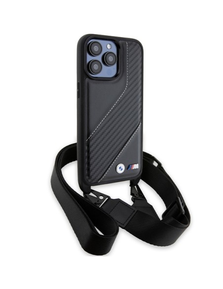 Etui BMW M Edition Carbon Stripe & Strap na iPhone 15 Pro - czarne Etui BMW M Edition Carbon Stripe & Strap na iPhone 15 Pro - czarne
