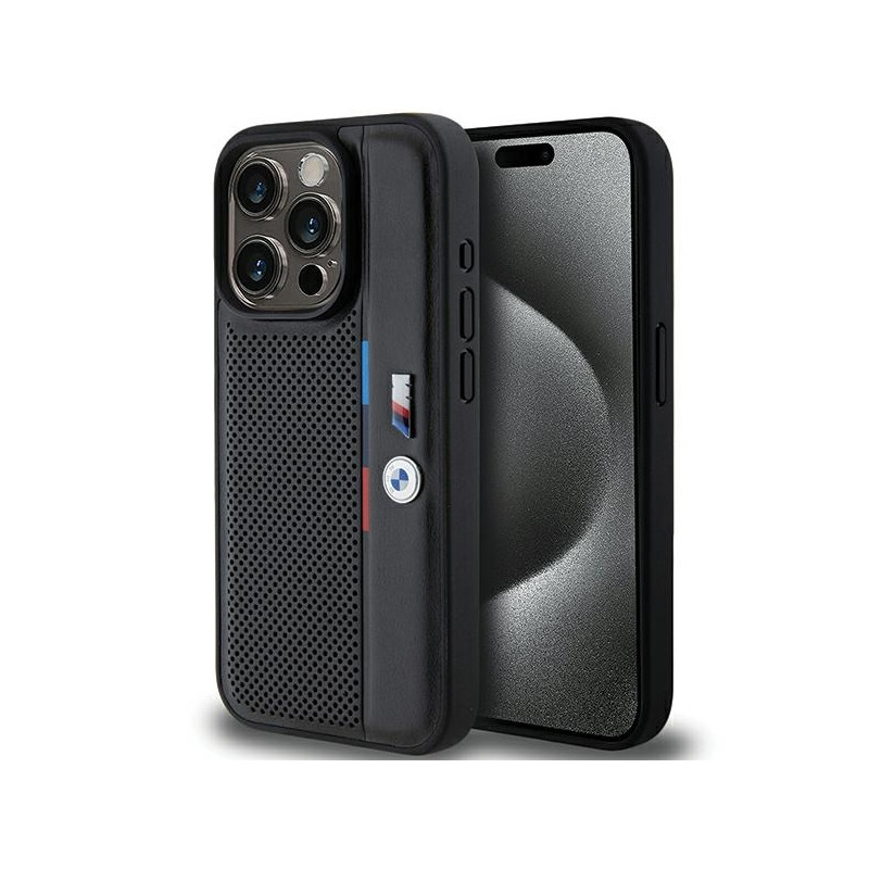 Etui BMW Perforated Tricolor Line na iPhone 15 Pro - czarne