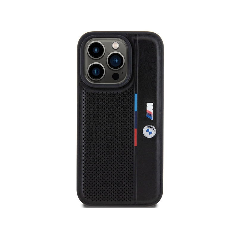 Etui BMW Perforated Tricolor Line na iPhone 15 Pro - czarne