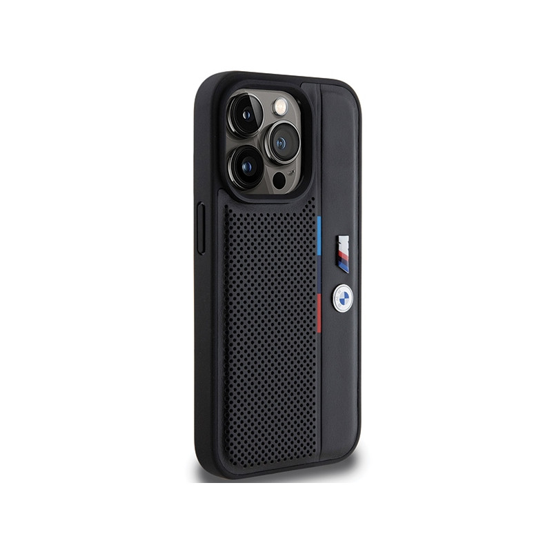 Etui BMW Perforated Tricolor Line na iPhone 15 Pro - czarne