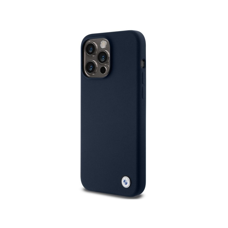 Etui BMW Silicone Metal Logo na iPhone 15 Pro - granatowe