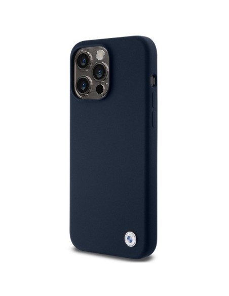 Etui BMW Silicone Metal Logo na iPhone 15 Pro - granatowe Etui BMW Silicone Metal Logo na iPhone 15 Pro - granatowe