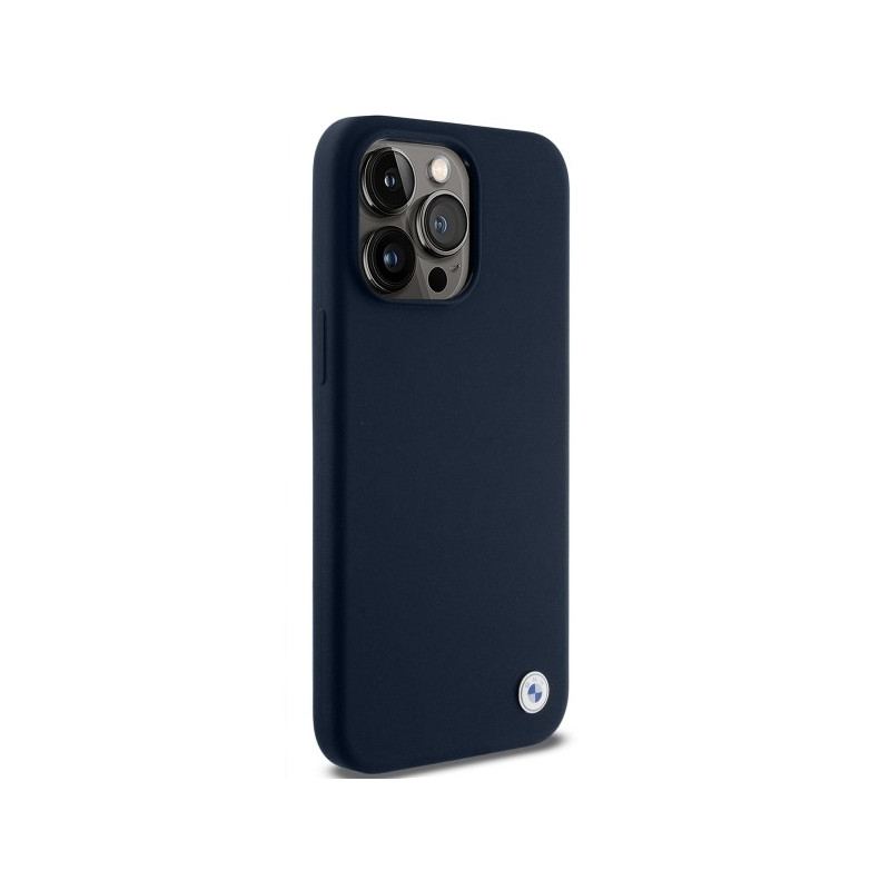 Etui BMW Silicone Metal Logo na iPhone 15 Pro - granatowe