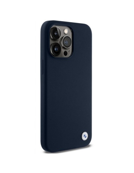 Etui BMW Silicone Metal Logo na iPhone 15 Pro - granatowe Etui BMW Silicone Metal Logo na iPhone 15 Pro - granatowe