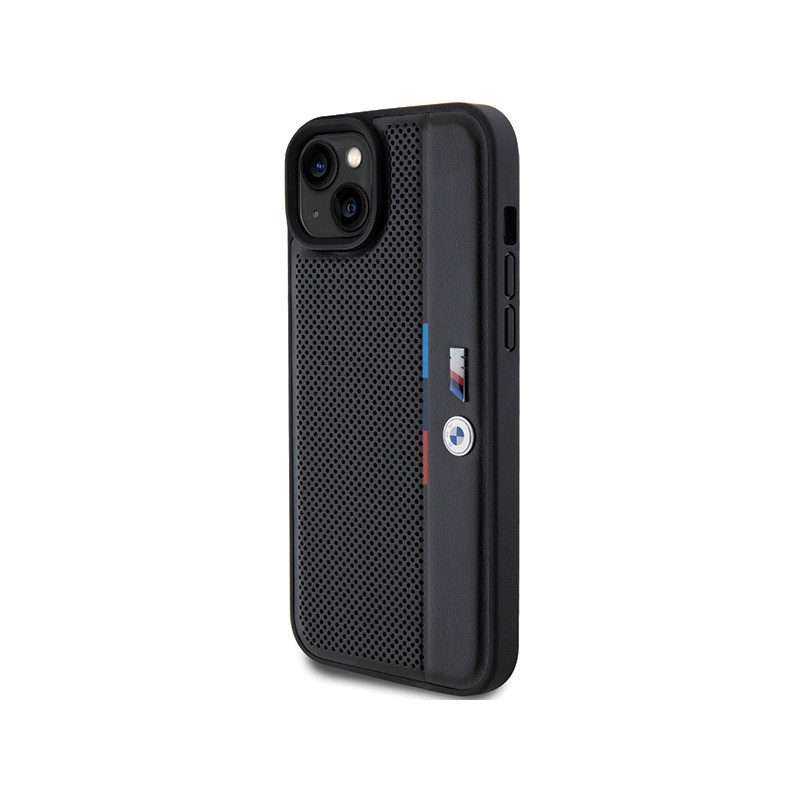 Etui BMW Perforated Tricolor Line na iPhone 15 Plus / 14 Plus - czarne