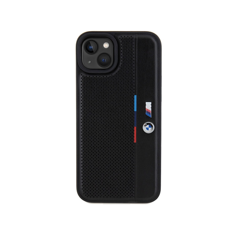Etui BMW Perforated Tricolor Line na iPhone 15 Plus / 14 Plus - czarne