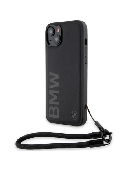 Etui BMW Signature Leather Wordmark Cord na iPhone 15 Plus / 14 Plus - czarne Etui BMW Signature Leather Wordmark Cord na iPhone 15 Plus / 14 Plus - czarne