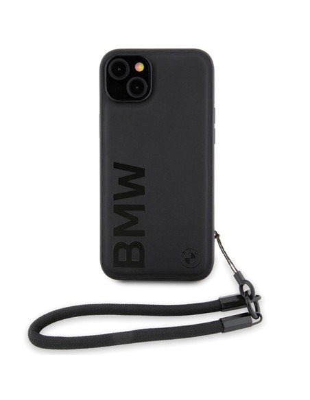 Etui BMW Signature Leather Wordmark Cord na iPhone 15 Plus / 14 Plus - czarne Etui BMW Signature Leather Wordmark Cord na iPhone 15 Plus / 14 Plus - czarne