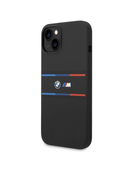 Etui BMW M Silicone Tricolor Lines na iPhone 15 / 14 / 13 - czarne Etui BMW M Silicone Tricolor Lines na iPhone 15 / 14 / 13 - czarne