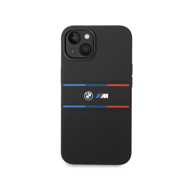 Etui BMW M Silicone Tricolor Lines na iPhone 15 / 14 / 13 - czarne