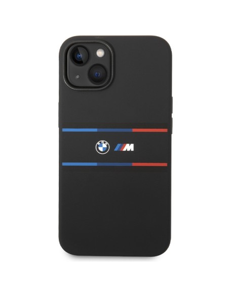 Etui BMW M Silicone Tricolor Lines na iPhone 15 / 14 / 13 - czarne Etui BMW M Silicone Tricolor Lines na iPhone 15 / 14 / 13 - czarne