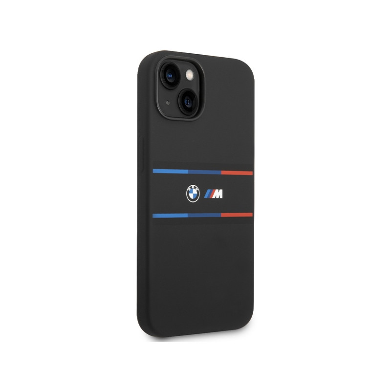 Etui BMW M Silicone Tricolor Lines na iPhone 15 / 14 / 13 - czarne