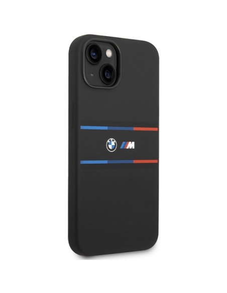 Etui BMW M Silicone Tricolor Lines na iPhone 15 / 14 / 13 - czarne Etui BMW M Silicone Tricolor Lines na iPhone 15 / 14 / 13 - czarne