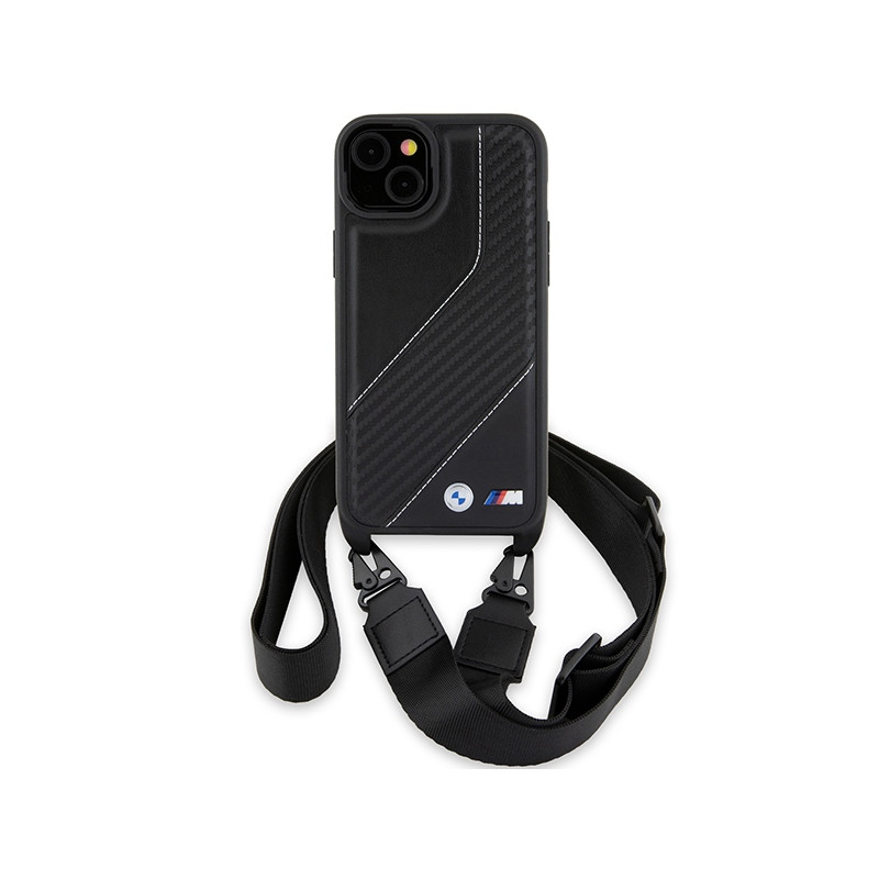 Etui BMW M Edition Carbon Stripe & Strap na iPhone 15 / 14 / 13 - czarne