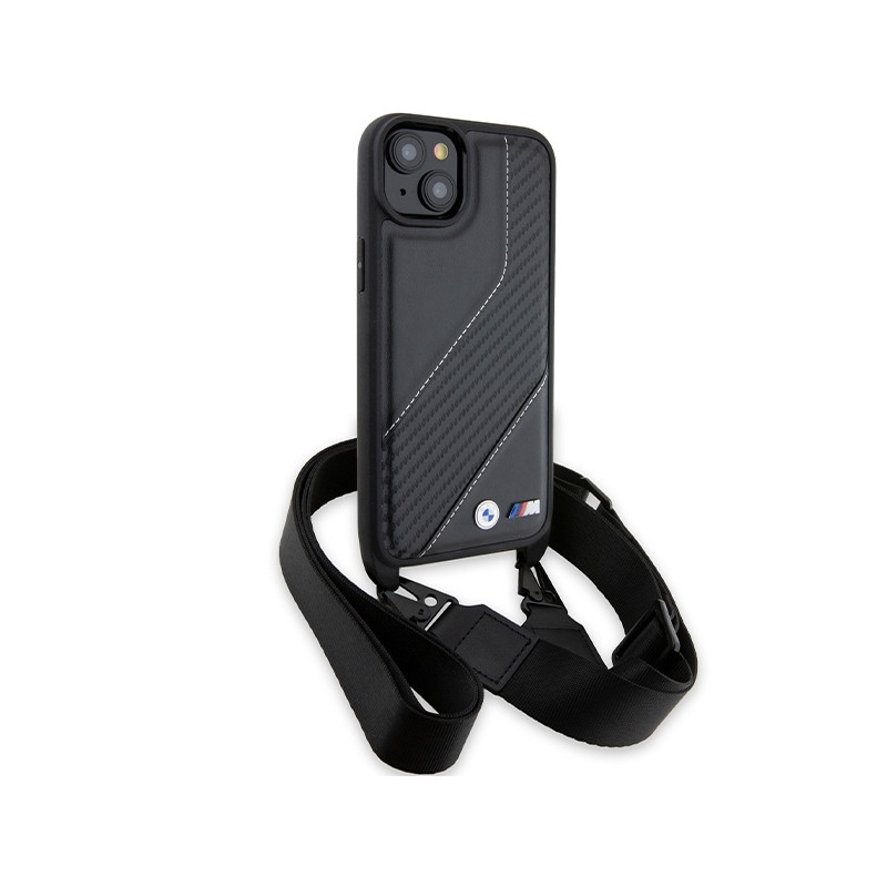 Etui BMW M Edition Carbon Stripe & Strap na iPhone 15 / 14 / 13 - czarne