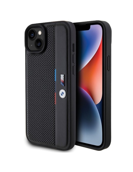 Etui BMW Perforated Tricolor Line na iPhone 15 / 14 / 13 - czarne Etui BMW Perforated Tricolor Line na iPhone 15 / 14 / 13 - czarne