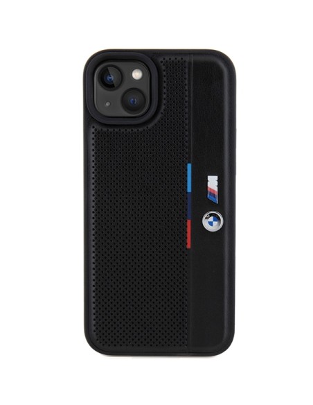 Etui BMW Perforated Tricolor Line na iPhone 15 / 14 / 13 - czarne Etui BMW Perforated Tricolor Line na iPhone 15 / 14 / 13 - czarne