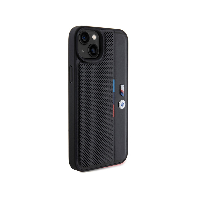 Etui BMW Perforated Tricolor Line na iPhone 15 / 14 / 13 - czarne