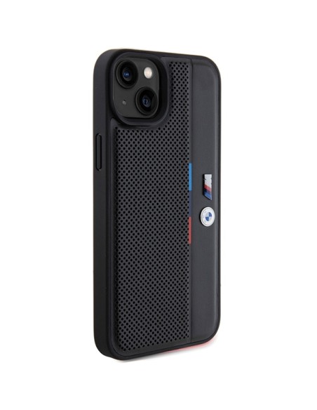 Etui BMW Perforated Tricolor Line na iPhone 15 / 14 / 13 - czarne Etui BMW Perforated Tricolor Line na iPhone 15 / 14 / 13 - czarne