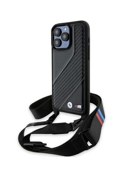 Etui BMW M Edition Carbon Stripe & Strap na iPhone 15 Pro Max - czarne