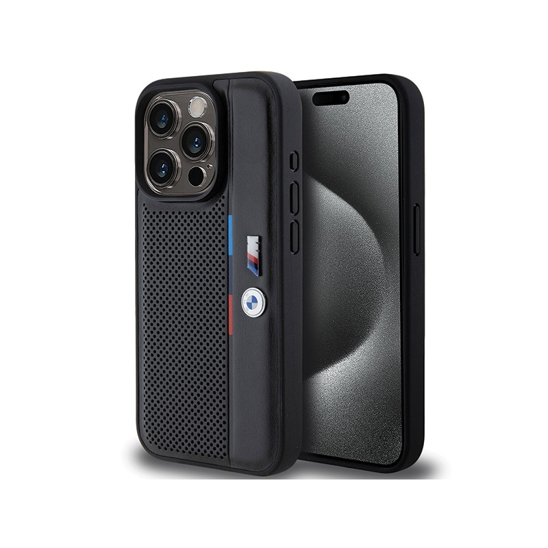 Etui BMW Perforated Tricolor Line na iPhone 15 Pro Max - czarne