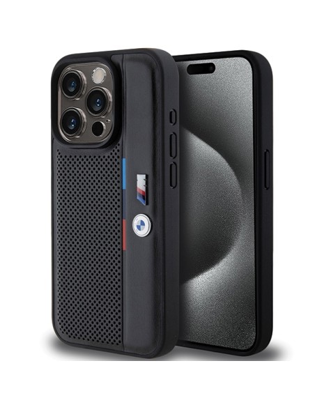 Etui BMW Perforated Tricolor Line na iPhone 15 Pro Max - czarne