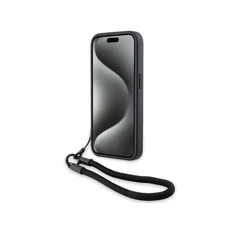 Etui BMW Signature Leather Wordmark Cord na iPhone 15 Pro Max - czarne