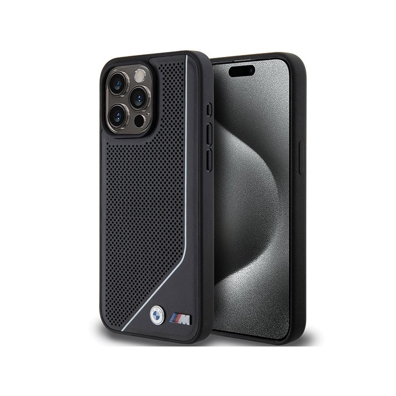 Etui BMW Perforated Twisted Line MagSafe na iPhone 15 Pro - czarne