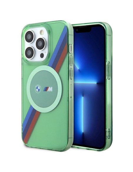 Etui BMW M Tricolor Stripes MagSafe na iPhone 15 Pro - zielone Etui BMW M Tricolor Stripes MagSafe na iPhone 15 Pro - zielone