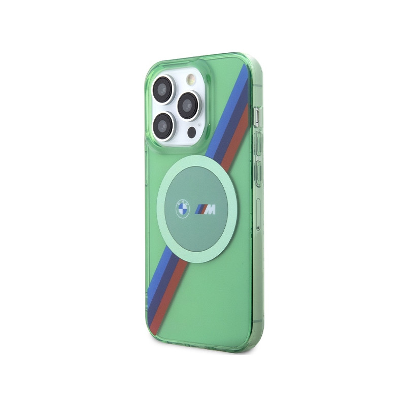 Etui BMW M Tricolor Stripes MagSafe na iPhone 15 Pro - zielone