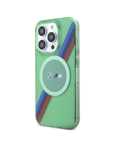 Etui BMW M Tricolor Stripes MagSafe na iPhone 15 Pro - zielone Etui BMW M Tricolor Stripes MagSafe na iPhone 15 Pro - zielone