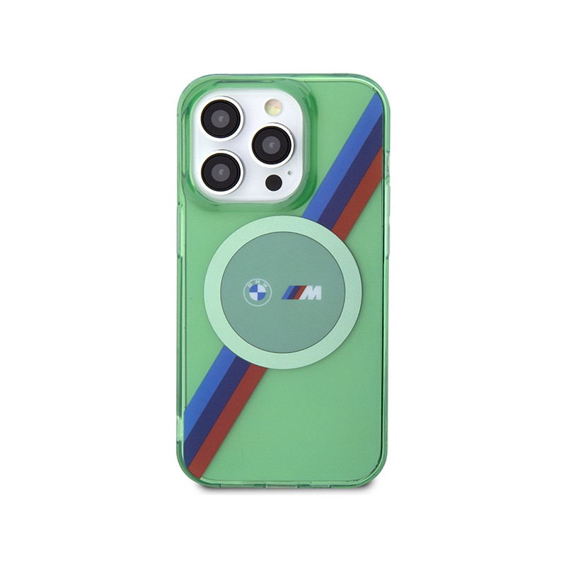 Etui BMW M Tricolor Stripes MagSafe na iPhone 15 Pro - zielone